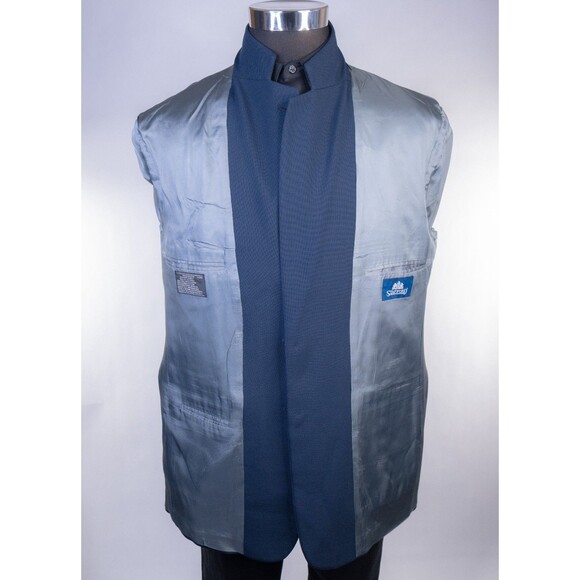 Stafford 42R Navy Blue Wool Blend Gold Button Mens Blazer Sport Coat Jacket - Picture 9 of 13